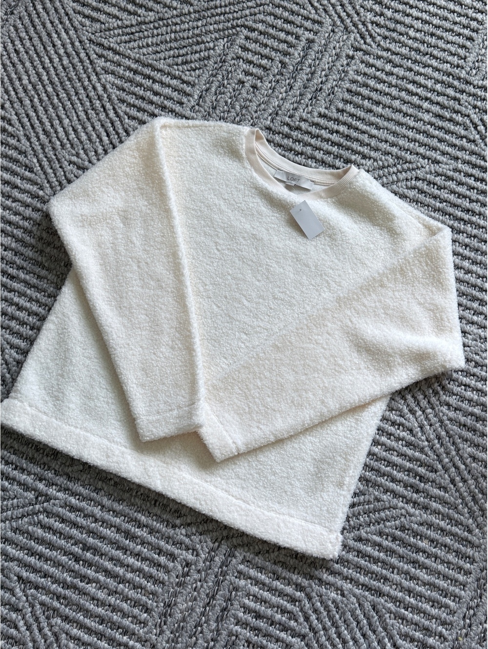 LOFT ivory fuzzy knit sweater size S